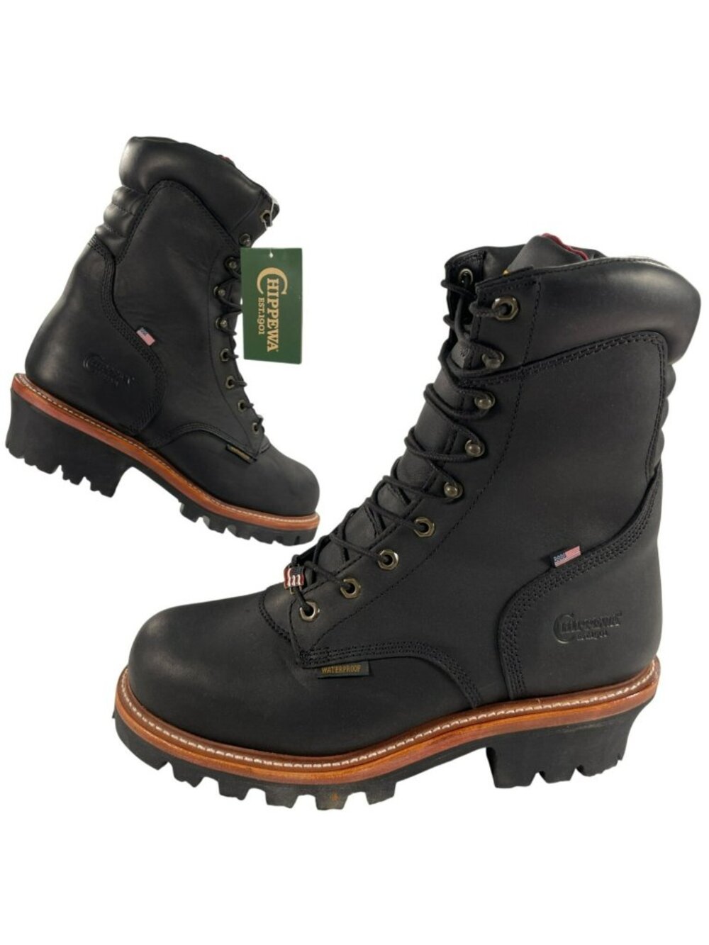 Chippewa Super Logger Black 9" Waterproof Insulated Steel Toe Boots Size 11.5 EE